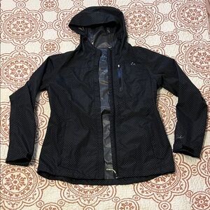 Paradox Women's Black Polka Dot Rain Jacket / Coat Waterproof Hooded Zip Small